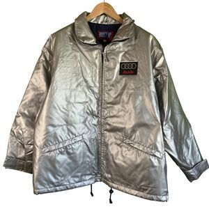 Vintage Audi Racing Jacket Mens XL Silver‎ Metallic Boost Up Sportswear